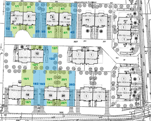 plan osiedla z podziałem na działki